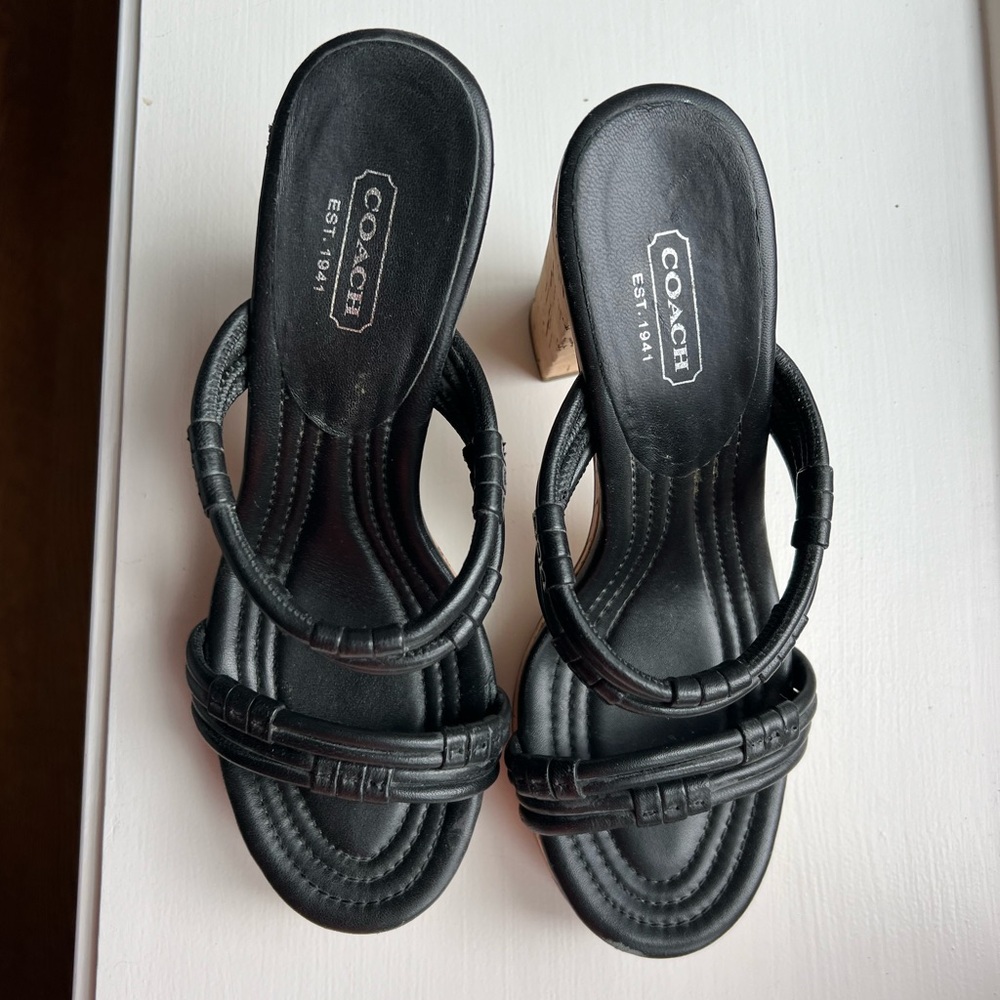 Coach Platform Black Sandals. Size 7.5